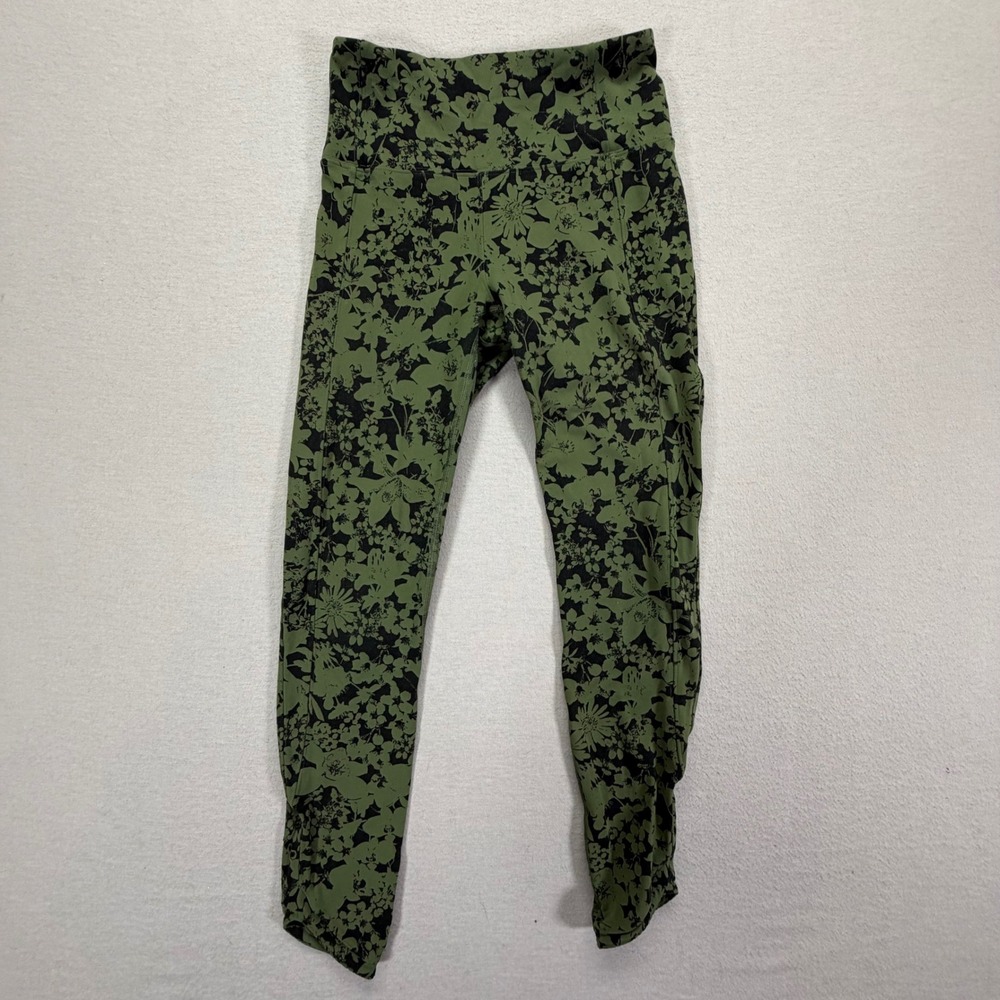 Lululemon Invigorate High Rise Floral Dark Olive Black Leggings‎ Size 6
